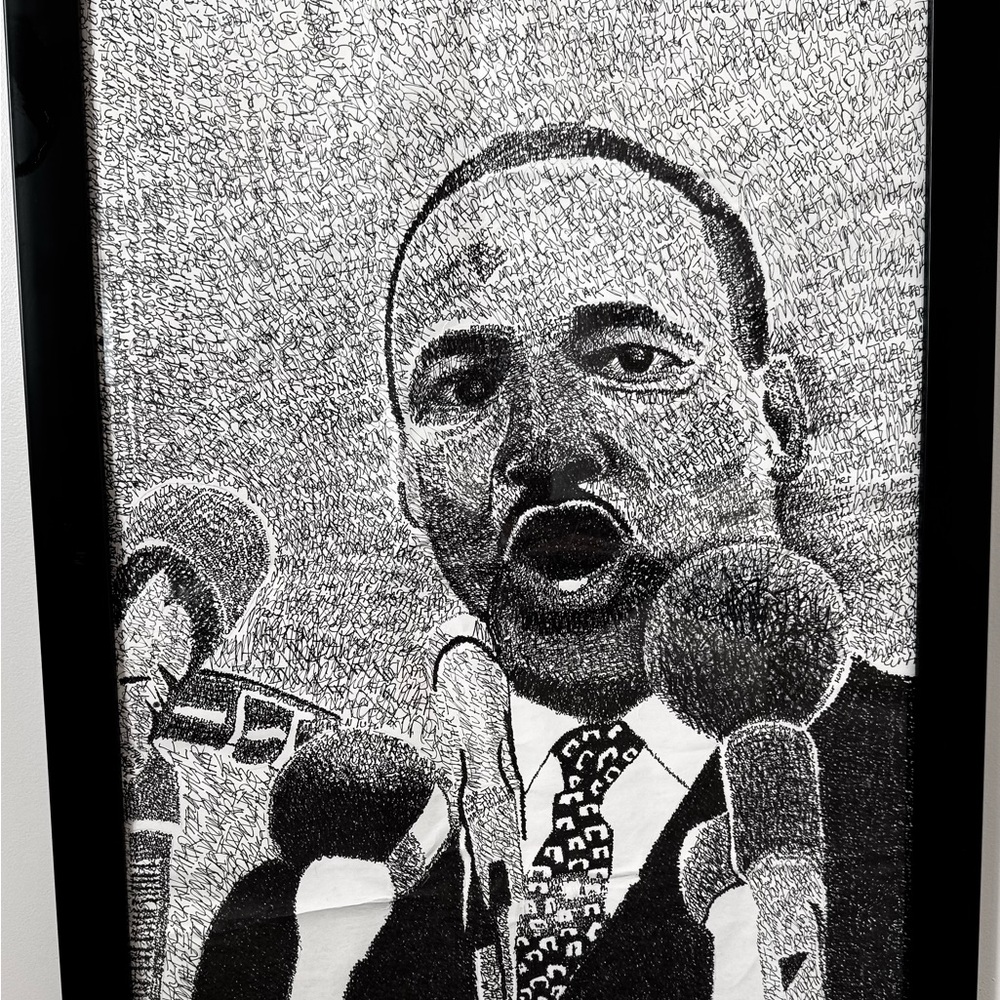 Martin luther king artwork done by hand.